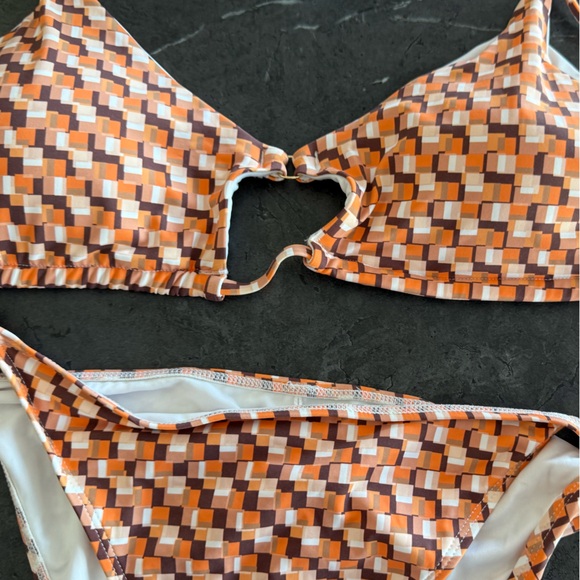 GARAGE Orange and Brown Checkered Bikini Set - Picture 3 of 7